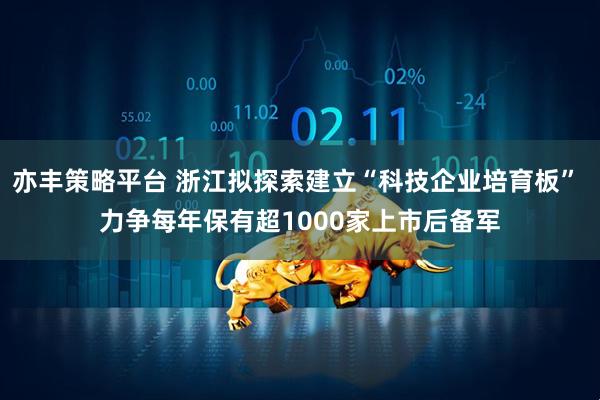 亦丰策略平台 浙江拟探索建立“科技企业培育板” 力争每年保有超1000家上市后备军