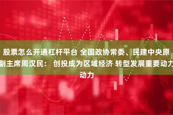 股票怎么开通杠杆平台 全国政协常委、民建中央原副主席周汉民: 创投成为区域经济 转型发展重要动力