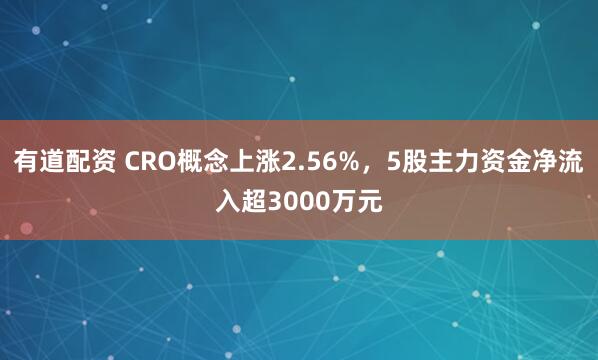 有道配资 CRO概念上涨2.56%,5股主力资金净流入超3000万元