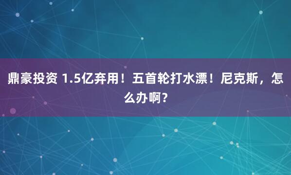 鼎豪投资 1.5亿弃用！五首轮打水漂！尼克斯，怎么办啊？